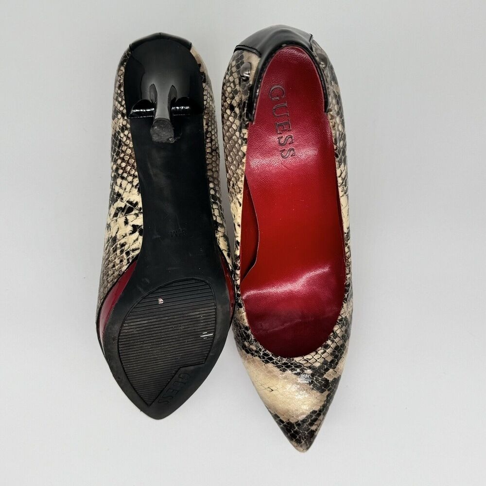 GUESS Womens Stiletto Snake Animal Print Party Shoes Pump Heel US 8.5M Y2K 90s - Picture 10 of 16